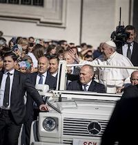 Popiežius Pranciškus 2022 m. spalio 15 d. audiencijoje (Nuotrauka: Roberto Masi / CL brolija)
